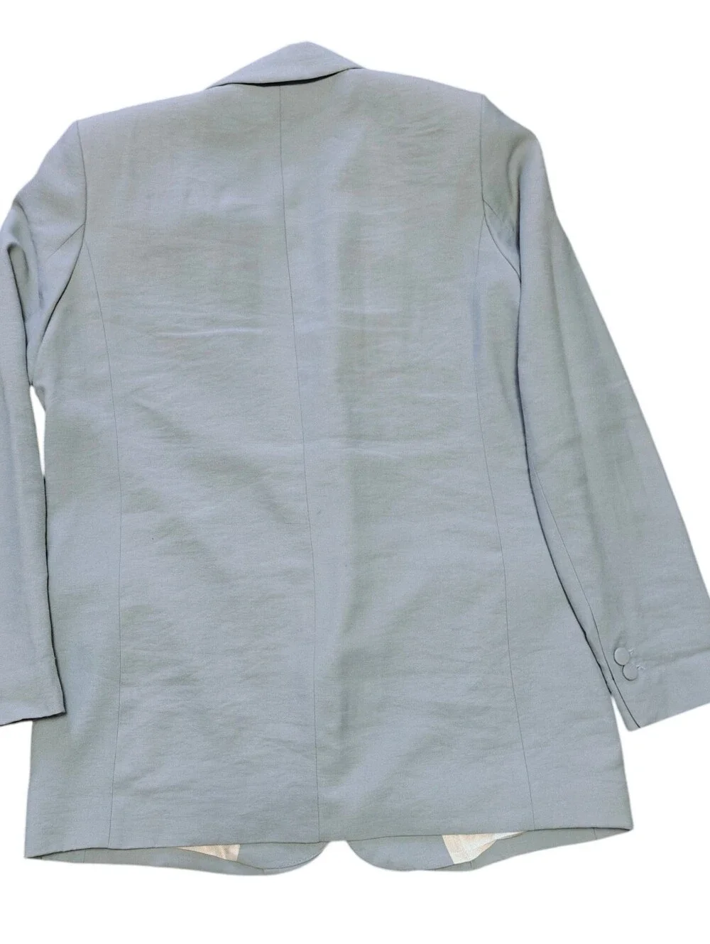 Zara Satin Effect Blazer Open Front Light Baby Blue Pastel Jacket Work  Size M